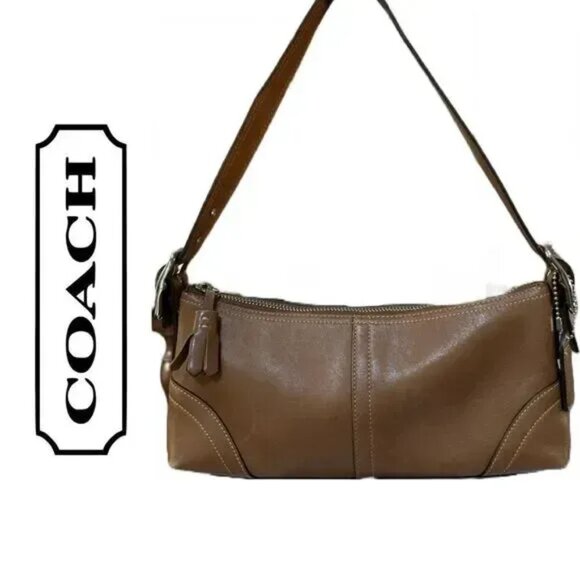 Coach 2005 Tan Leather Mini Baguette Hobo Satchel Bag 8A64 - Picture 13 of 15